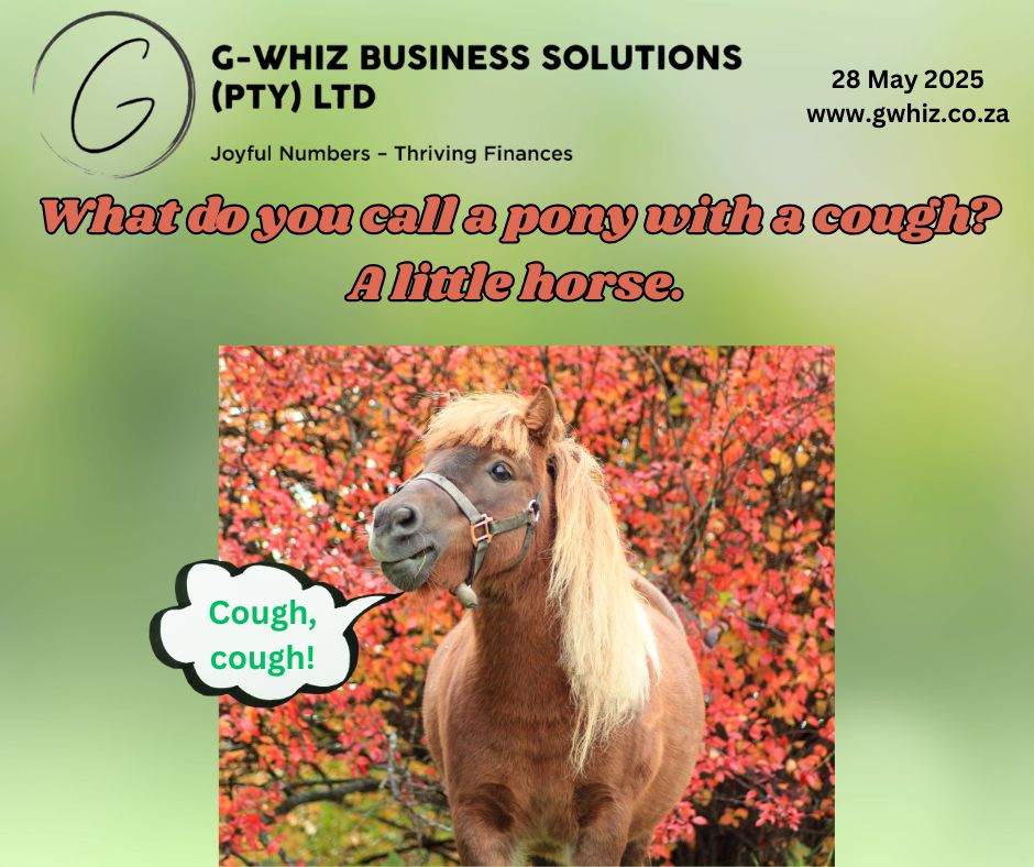 🐎𝑾𝒉𝒂𝒕 𝒅𝒐 𝒚𝒐𝒖 𝒄𝒂𝒍𝒍 𝒂 𝒑𝒐𝒏𝒚 𝒘𝒊𝒕𝒉 𝒂 𝒄𝒐𝒖𝒈𝒉?🩺 𝑨 𝒍𝒊𝒕𝒕𝒍𝒆 𝒉𝒐𝒓𝒔𝒆. Even small things can sound worse than they are—especially in business finances. 𝐓𝐡𝐚𝐭 “𝐥𝐢𝐭𝐭𝐥𝐞” 𝐢𝐬𝐬𝐮𝐞 𝐰𝐢𝐭𝐡 𝐜𝐚𝐬𝐡 𝐟𝐥𝐨𝐰, 𝐦𝐢𝐬𝐬𝐞𝐝 𝐢𝐧𝐯𝐨𝐢𝐜𝐞𝐬, 𝐨𝐫 𝐭𝐚𝐱 𝐩𝐫𝐞𝐩 𝐜𝐚𝐧 𝐬𝐧𝐨𝐰𝐛𝐚𝐥𝐥 𝐟𝐚𝐬𝐭 𝐢𝐟 𝐥𝐞𝐟𝐭 𝐮𝐧𝐜𝐡𝐞𝐜𝐤𝐞𝐝. I help 𝐬𝐦𝐚𝐥𝐥 𝐬𝐞𝐫𝐯𝐢𝐜𝐞 𝐛𝐮𝐬𝐢𝐧𝐞𝐬𝐬 𝐨𝐰𝐧𝐞𝐫𝐬 set up a streamlined, cloud-based system through 𝐐𝐮𝐢𝐜𝐤𝐁𝐨𝐨𝐤𝐬 𝐎𝐧𝐥𝐢𝐧𝐞—no more manual tracking or late-night spreadsheet stress. 𝑰𝒇 𝑰 𝒄𝒐𝒖𝒍𝒅 𝒕𝒂𝒌𝒆 𝒕𝒉𝒆 𝒉𝒂𝒔𝒔𝒍𝒆 𝒐𝒖𝒕 𝒐𝒇 𝒚𝒐𝒖𝒓 𝒆𝒗𝒆𝒓𝒚𝒅𝒂𝒚 𝒃𝒐𝒐𝒌𝒌𝒆𝒆𝒑𝒊𝒏𝒈 𝒂𝒏𝒅 𝒔𝒆𝒕 𝒚𝒐𝒖 𝒖𝒑 𝒘𝒊𝒕𝒉 𝒂 𝒔𝒊𝒎𝒑𝒍𝒆 𝒔𝒚𝒔𝒕𝒆𝒎 𝒕𝒉𝒂𝒕 𝒂𝒄𝒕𝒖𝒂𝒍𝒍𝒚 𝒘𝒐𝒓𝒌𝒔 𝒇𝒐𝒓 𝒚𝒐𝒖𝒓 𝒃𝒖𝒔𝒊𝒏𝒆𝒔𝒔—𝒘𝒐𝒖𝒍𝒅 𝒚𝒐𝒖 𝒃𝒆 𝒊𝒏𝒕𝒆𝒓𝒆𝒔𝒕𝒆𝒅? With 𝐆-𝐖𝐡𝐢𝐳 𝐁𝐮𝐬𝐢𝐧𝐞𝐬𝐬 𝐒𝐨𝐥𝐮𝐭𝐢𝐨𝐧𝐬, I offer personalised setup and ongoing support, so you're not alone once the system is live. I build audit-ready accounts in just three months and offer clear reporting that empowers informed decisions—not guesswork. 💡 𝑸𝒖𝒊𝒄𝒌 𝑻𝒊𝒑: 𝘋𝘪𝘥 𝘺𝘰𝘶 𝘬𝘯𝘰𝘸 𝘺𝘰𝘶 𝘤𝘢𝘯 𝘶𝘱𝘭𝘰𝘢𝘥 𝘳𝘦𝘤𝘦𝘪𝘱𝘵𝘴 𝘥𝘪𝘳𝘦𝘤𝘵𝘭𝘺 𝘪𝘯𝘵𝘰 𝘘𝘶𝘪𝘤𝘬𝘉𝘰𝘰𝘬𝘴 𝘖𝘯𝘭𝘪𝘯𝘦 𝘶𝘴𝘪𝘯𝘨 𝘺𝘰𝘶𝘳 𝘱𝘩𝘰𝘯𝘦? 𝘐𝘵 𝘶𝘴𝘦𝘴 𝘖𝘊𝘙 (𝘖𝘱𝘵𝘪𝘤𝘢𝘭 𝘊𝘩𝘢𝘳𝘢𝘤𝘵𝘦𝘳 𝘙𝘦𝘤𝘰𝘨𝘯𝘪𝘵𝘪𝘰𝘯) 𝘵𝘰 𝘱𝘶𝘭𝘭 𝘪𝘯 𝘥𝘢𝘵𝘢 𝘢𝘶𝘵𝘰𝘮𝘢𝘵𝘪𝘤𝘢𝘭𝘭𝘺—𝘱𝘦𝘳𝘧𝘦𝘤𝘵 𝘧𝘰𝘳 𝘣𝘶𝘴𝘺 𝘦𝘯𝘵𝘳𝘦𝘱𝘳𝘦𝘯𝘦𝘶𝘳𝘴 𝘰𝘯 𝘵𝘩𝘦 𝘮𝘰𝘷𝘦 𝘪𝘯 𝘚𝘰𝘶𝘵𝘩 𝘈𝘧𝘳𝘪𝘤𝘢. 𝐅𝐞𝐞𝐥𝐢𝐧𝐠 𝐚 𝐥𝐢𝐭𝐭𝐥𝐞 𝐡𝐨𝐫𝐬𝐞 𝐭𝐫𝐲𝐢𝐧𝐠 𝐭𝐨 𝐭𝐚𝐥𝐤 𝐭𝐨 𝐲𝐨𝐮𝐫 𝐛𝐨𝐨𝐤𝐬? 𝐓𝐢𝐦𝐞 𝐭𝐨 𝐡𝐚𝐧𝐝 𝐨𝐯𝐞𝐫 𝐭𝐡𝐞 𝐫𝐞𝐢𝐧𝐬. Leave a comment or book a phone call ( https://calendly.com/delwyn-gwhiz/15-min-phone-call) or a Zoom meeting (https://calendly.com/delwyn-gwhiz/30min). Kind regards, 𝒟𝓮𝓁𝓌𝓎𝓃 G-Whiz Business Solutions (Pty) Ltd. 🌐www.gwhiz.co.za 📆https://calendly.com/delwyn-gwhiz “ᴊᴏyꜰᴜʟ ɴᴜᴍʙᴇʀꜱ – ᴛʜʀɪvɪɴɢ ꜰɪɴᴀɴcᴇꜱ” ﻿#bookkeepingsouthafrica #quickbooksadvisor #financialclarity #smallbusinesssupport #virtualbookkeeper #southafricanentrepreneurs #cashflowhelp #quickbooksonline #gwhizbusinesssolutions #smallbusinessgrowth