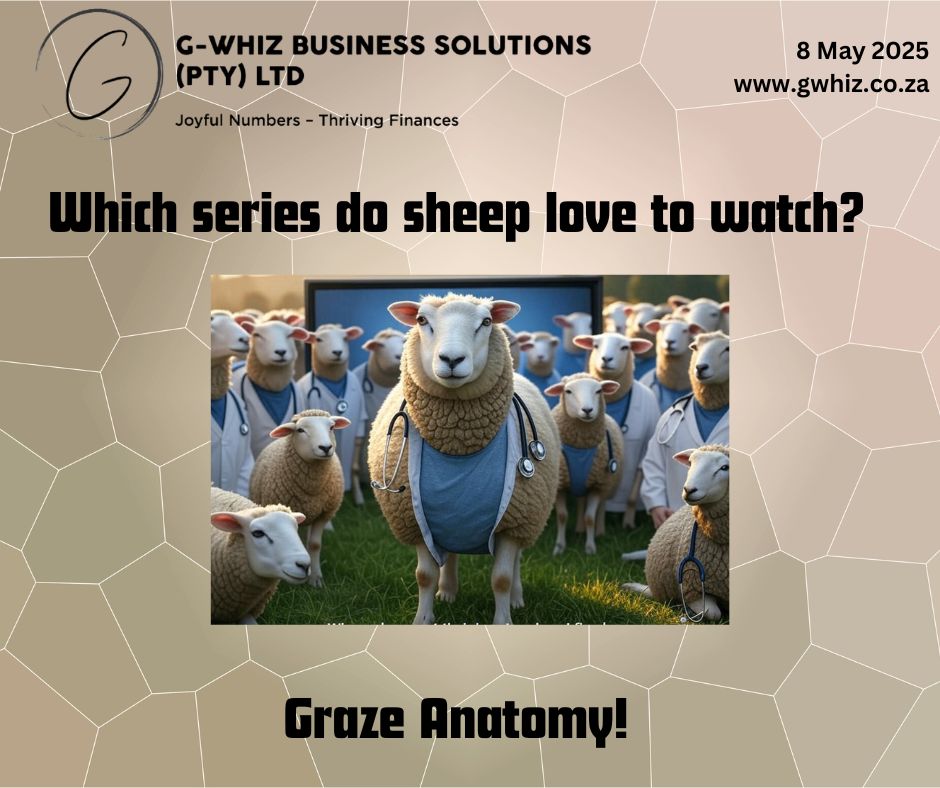 📺𝑾𝒉𝒊𝒄𝒉 𝒔𝒆𝒓𝒊𝒆𝒔 𝒅𝒐 𝒔𝒉𝒆𝒆𝒑 𝒍𝒐𝒗𝒆 𝒕𝒐 𝒘𝒂𝒕𝒄𝒉? 🐑🐑𝑮𝒓𝒂𝒛𝒆 𝑨𝒏𝒂𝒕𝒐𝒎𝒚! 😄 While sheep might be hooked on Graze Anatomy, small service business owners need a different kind of drama-free expertise to keep their finances healthy! 𝐀𝐬 𝐚 𝐧𝐞𝐰 𝐛𝐮𝐬𝐢𝐧𝐞𝐬𝐬 𝐨𝐰𝐧𝐞𝐫, 𝐨𝐫𝐠𝐚𝐧𝐢𝐳𝐢𝐧𝐠 𝐲𝐨𝐮𝐫 𝐟𝐢𝐧𝐚𝐧𝐜𝐞𝐬 𝐟𝐫𝐨𝐦 𝐭𝐡𝐞 𝐬𝐭𝐚𝐫𝐭 𝐢𝐬 𝐜𝐫𝐢𝐭𝐢𝐜𝐚𝐥. Good bookkeeping goes beyond tracking income and expenses—it fuels informed decisions, ensures tax compliance, and prevents financial stress in the long run. At 𝐆-𝐖𝐡𝐢𝐳 𝐁𝐮𝐬𝐢𝐧𝐞𝐬𝐬 𝐒𝐨𝐥𝐮𝐭𝐢𝐨𝐧𝐬, I provide 𝐐𝐮𝐢𝐜𝐤𝐁𝐨𝐨𝐤𝐬 𝐎𝐧𝐥𝐢𝐧𝐞 expertise and audit-ready accounts, acting as your financial shepherd to guide you through the complexities with ease. 𝒀𝒐𝒖𝒓 𝒃𝒐𝒐𝒌𝒔 𝒘𝒊𝒍𝒍 𝒃𝒆 𝒂𝒔 𝒔𝒎𝒐𝒐𝒕𝒉 𝒂𝒔 𝒂 𝒘𝒆𝒍𝒍-𝒈𝒓𝒂𝒛𝒆𝒅 𝒑𝒂𝒔𝒕𝒖𝒓𝒆! 𝔻𝕒𝕚𝕝𝕪 𝕋𝕚𝕡: 𝘘𝘶𝘪𝘤𝘬𝘉𝘰𝘰𝘬𝘴 𝘖𝘯𝘭𝘪𝘯𝘦’𝘴 𝘣𝘢𝘯𝘬 𝘳𝘦𝘤𝘰𝘯𝘤𝘪𝘭𝘪𝘢𝘵𝘪𝘰𝘯 𝘧𝘦𝘢𝘵𝘶𝘳𝘦 𝘩𝘦𝘭𝘱𝘴 𝘺𝘰𝘶 𝘮𝘢𝘵𝘤𝘩 𝘵𝘳𝘢𝘯𝘴𝘢𝘤𝘵𝘪𝘰𝘯𝘴 𝘲𝘶𝘪𝘤𝘬𝘭𝘺, 𝘦𝘯𝘴𝘶𝘳𝘪𝘯𝘨 𝘺𝘰𝘶𝘳 𝘢𝘤𝘤𝘰𝘶𝘯𝘵𝘴 𝘢𝘳𝘦 𝘢𝘤𝘤𝘶𝘳𝘢𝘵𝘦 𝘢𝘯𝘥 𝘢𝘶𝘥𝘪𝘵-𝘳𝘦𝘢𝘥𝘺 𝘪𝘯 𝘮𝘪𝘯𝘶𝘵𝘦𝘴! My rates are competitive and include a discounted QuickBooks Online package to set you up for success. With my daily dad jokes, bookkeeping becomes an entertaining part of your business journey! Ready to graze on thriving finances? Please drop a comment below, send me a DM, or book a phone call ( https://calendly.com/delwyn-gwhiz/15-min-phone-call) or a Zoom meeting (https://calendly.com/delwyn-gwhiz/30min). Kind regards, 𝒟𝓮𝓁𝓌𝓎𝓃 G-Whiz Business Solutions (Pty) Ltd. 🌐www.gwhiz.co.za 📆https://calendly.com/delwyn-gwhiz “ᴊᴏyꜰᴜʟ ɴᴜᴍʙᴇʀꜱ – ᴛʜʀɪvɪɴɢ ꜰɪɴᴀɴcᴇꜱ” #SmallBusiness #Bookkeeping #QuickBooks #FinancialHealth #BusinessOwner #TaxCompliance #Entrepreneurship #AccountingSolutions #BusinessSuccess #FinanceTips
