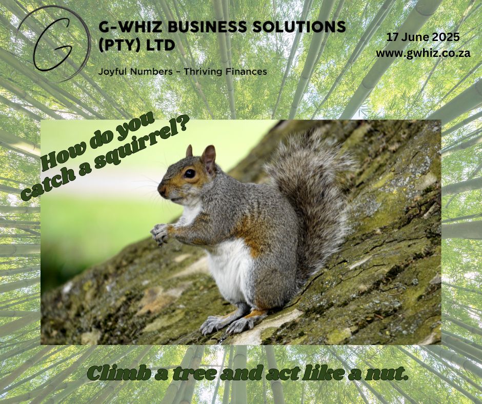 𝑯𝒐𝒘 𝒅𝒐 𝒚𝒐𝒖 𝒄𝒂𝒕𝒄𝒉 𝒂 𝒔𝒒𝒖𝒊𝒓𝒓𝒆𝒍?🐿 𝑪𝒍𝒊𝒎𝒃 𝒂 𝒕𝒓𝒆𝒆 🌳𝒂𝒏𝒅 𝒂𝒄𝒕 𝒍𝒊𝒌𝒆 𝒂 𝒏𝒖𝒕.🥜😜 Running a small business can feel a lot like that—𝘤𝘰𝘯𝘴𝘵𝘢𝘯𝘵𝘭𝘺 𝘤𝘭𝘪𝘮𝘣𝘪𝘯𝘨, 𝘤𝘩𝘢𝘴𝘪𝘯𝘨 𝘥𝘦𝘢𝘥𝘭𝘪𝘯𝘦𝘴, 𝘢𝘯𝘥 𝘩𝘰𝘱𝘪𝘯𝘨 𝘦𝘷𝘦𝘳𝘺𝘵𝘩𝘪𝘯𝘨 𝘩𝘰𝘭𝘥𝘴 𝘵𝘰𝘨𝘦𝘵𝘩𝘦𝘳. But when it comes to bookkeeping, 𝐆-𝐖𝐡𝐢𝐳 𝐁𝐮𝐬𝐢𝐧𝐞𝐬𝐬 𝐒𝐨𝐥𝐮𝐭𝐢𝐨𝐧𝐬 makes it easier to stay grounded. 𝘐𝘧 𝘐 𝘤𝘰𝘶𝘭𝘥 𝘵𝘢𝘬𝘦 𝘵𝘩𝘦 𝘩𝘢𝘴𝘴𝘭𝘦 𝘰𝘶𝘵 𝘰𝘧 𝘺𝘰𝘶𝘳 𝘦𝘷𝘦𝘳𝘺𝘥𝘢𝘺 𝘣𝘰𝘰𝘬𝘬𝘦𝘦𝘱𝘪𝘯𝘨 𝘢𝘯𝘥 𝘴𝘦𝘵 𝘺𝘰𝘶 𝘶𝘱 𝘸𝘪𝘵𝘩 𝘢 𝘴𝘪𝘮𝘱𝘭𝘦 𝘴𝘺𝘴𝘵𝘦𝘮 𝘵𝘩𝘢𝘵 𝘢𝘤𝘵𝘶𝘢𝘭𝘭𝘺 𝘸𝘰𝘳𝘬𝘴 𝘧𝘰𝘳 𝘺𝘰𝘶𝘳 𝘣𝘶𝘴𝘪𝘯𝘦𝘴𝘴—𝘸𝘰𝘶𝘭𝘥 𝘺𝘰𝘶 𝘣𝘦 𝘪𝘯𝘵𝘦𝘳𝘦𝘴𝘵𝘦𝘥? At 𝐆-𝐖𝐡𝐢𝐳 𝐁𝐮𝐬𝐢𝐧𝐞𝐬𝐬 𝐒𝐨𝐥𝐮𝐭𝐢𝐨𝐧𝐬, I help 𝐬𝐦𝐚𝐥𝐥 𝐬𝐞𝐫𝐯𝐢𝐜𝐞 𝐛𝐮𝐬𝐢𝐧𝐞𝐬𝐬 𝐨𝐰𝐧𝐞𝐫𝐬 move from financial chaos to clarity with 𝐐𝐮𝐢𝐜𝐤𝐁𝐨𝐨𝐤𝐬 𝐎𝐧𝐥𝐢𝐧𝐞. 𝘐 𝘰𝘧𝘧𝘦𝘳 𝘢 𝘧𝘳𝘦𝘦 𝘴𝘦𝘵𝘶𝘱, 𝘪𝘯𝘤𝘭𝘶𝘥𝘪𝘯𝘨 𝘢 2-𝘮𝘰𝘯𝘵𝘩 𝘵𝘳𝘢𝘯𝘴𝘢𝘤𝘵𝘪𝘰𝘯 𝘩𝘪𝘴𝘵𝘰𝘳𝘺 𝘪𝘮𝘱𝘰𝘳𝘵, so you can see where your money’s going without starting from scratch. 𝑾𝒊𝒕𝒉 𝒄𝒍𝒆𝒂𝒏, 𝒂𝒄𝒄𝒖𝒓𝒂𝒕𝒆 𝒃𝒐𝒐𝒌𝒔, 𝒚𝒐𝒖 𝒘𝒐𝒏’𝒕 𝒉𝒂𝒗𝒆 𝒕𝒐 𝒂𝒄𝒕 𝒍𝒊𝒌𝒆 𝒂 𝒏𝒖𝒕 𝒕𝒐 𝒔𝒕𝒂𝒚 𝒐𝒏 𝒕𝒐𝒑 𝒐𝒇 𝒕𝒉𝒊𝒏𝒈𝒔. 🔍 𝓓𝓪𝓲𝓵𝔂 𝓣𝓲𝓹: 𝘊𝘰𝘯𝘯𝘦𝘤𝘵 𝘺𝘰𝘶𝘳 𝘣𝘶𝘴𝘪𝘯𝘦𝘴𝘴 𝘣𝘢𝘯𝘬 𝘢𝘤𝘤𝘰𝘶𝘯𝘵 𝘵𝘰 𝘘𝘶𝘪𝘤𝘬𝘉𝘰𝘰𝘬𝘴 𝘖𝘯𝘭𝘪𝘯𝘦 𝘵𝘰 𝘢𝘶𝘵𝘰𝘮𝘢𝘵𝘪𝘤𝘢𝘭𝘭𝘺 𝘪𝘮𝘱𝘰𝘳𝘵 𝘵𝘳𝘢𝘯𝘴𝘢𝘤𝘵𝘪𝘰𝘯𝘴. 𝘛𝘩𝘪𝘴 𝘳𝘦𝘥𝘶𝘤𝘦𝘴 𝘮𝘢𝘯𝘶𝘢𝘭 𝘦𝘯𝘵𝘳𝘺, 𝘴𝘱𝘦𝘦𝘥𝘴 𝘶𝘱 𝘳𝘦𝘤𝘰𝘯𝘤𝘪𝘭𝘪𝘢𝘵𝘪𝘰𝘯𝘴, 𝘢𝘯𝘥 𝘨𝘪𝘷𝘦𝘴 𝘺𝘰𝘶 𝘳𝘦𝘢𝘭-𝘵𝘪𝘮𝘦 𝘪𝘯𝘴𝘪𝘨𝘩𝘵 𝘪𝘯𝘵𝘰 𝘺𝘰𝘶𝘳 𝘤𝘢𝘴𝘩 𝘧𝘭𝘰𝘸. 𝘔𝘢𝘬𝘦 𝘴𝘶𝘳𝘦 𝘵𝘩𝘦 𝘢𝘤𝘤𝘰𝘶𝘯𝘵 𝘪𝘴 𝘴𝘦𝘵 𝘵𝘰 𝘚𝘰𝘶𝘵𝘩 𝘈𝘧𝘳𝘪𝘤𝘢𝘯 𝘙𝘢𝘯𝘥 (𝘡𝘈𝘙) 𝘵𝘰 𝘢𝘷𝘰𝘪𝘥 𝘤𝘶𝘳𝘳𝘦𝘯𝘤𝘺 𝘪𝘴𝘴𝘶𝘦𝘴. 𝑪𝒍𝒊𝒎𝒃𝒊𝒏𝒈 𝒕𝒉𝒆 𝒃𝒖𝒔𝒊𝒏𝒆𝒔𝒔 𝒕𝒓𝒆𝒆? 𝑫𝒐𝒏’𝒕 𝒂𝒄𝒕 𝒍𝒊𝒌𝒆 𝒂 𝒏𝒖𝒕—𝒘𝒐𝒓𝒌 𝒘𝒊𝒕𝒉 𝑮-𝑾𝒉𝒊𝒛 𝑩𝒖𝒔𝒊𝒏𝒆𝒔𝒔 𝑺𝒐𝒍𝒖𝒕𝒊𝒐𝒏𝒔 𝒂𝒏𝒅 𝒈𝒆𝒕 𝒕𝒉𝒆 𝒔𝒖𝒑𝒑𝒐𝒓𝒕 𝒚𝒐𝒖𝒓 𝒃𝒖𝒔𝒊𝒏𝒆𝒔𝒔 𝒅𝒆𝒔𝒆𝒓𝒗𝒆𝒔. Leave a comment or book a phone call ( https://calendly.com/delwyn-gwhiz/15-min-phone-call) or a Zoom meeting (https://calendly.com/delwyn-gwhiz/30min). Kind regards, 𝒟𝓮𝓁𝓌𝓎𝓃 G-Whiz Business Solutions (Pty) Ltd. 🌐www.gwhiz.co.za 📆https://calendly.com/delwyn-gwhiz “ᴊᴏyꜰᴜʟ ɴᴜᴍʙᴇʀꜱ – ᴛʜʀɪvɪɴɢ ꜰɪɴᴀɴcᴇꜱ” ﻿#BookkeepingSouthAfrica #QuickBooksOnlineSA #SmallBusinessSupport #FinancialClarity #GWhizBusinessSolutions #BookkeepingHelp #AuditReady #SmallBusinessFinance #QuickBooksTips #WomenInBusiness