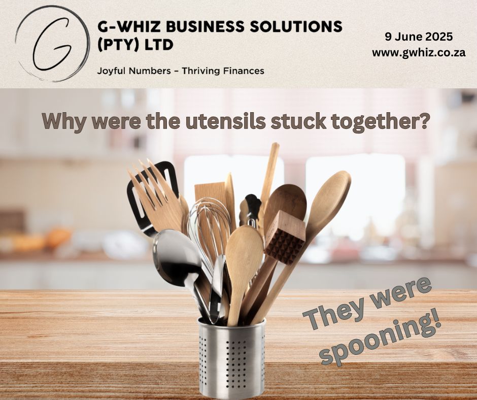 𝑾𝒉𝒚 𝒘𝒆𝒓𝒆 𝒕𝒉𝒆 𝒖𝒕𝒆𝒏𝒔𝒊𝒍𝒔 🍴𝒔𝒕𝒖𝒄𝒌 𝒕𝒐𝒈𝒆𝒕𝒉𝒆𝒓? 𝑻𝒉𝒆𝒚 𝒘𝒆𝒓𝒆 𝒔𝒑𝒐𝒐𝒏𝒊𝒏𝒈!🫂 It’s adorable when it’s a fork and spoon getting cozy, but when your small business finances start spooning—think receipts stuffed in drawers and spreadsheets that don’t add up—it’s a recipe for stress. Hi, I’m 𝐃𝐞𝐥𝐰𝐲𝐧 from 𝐆-𝐖𝐡𝐢𝐳 𝐁𝐮𝐬𝐢𝐧𝐞𝐬𝐬 𝐒𝐨𝐥𝐮𝐭𝐢𝐨𝐧𝐬, and I’m here to help emerging service business owners untangle that mess. 𝘐 𝘤𝘳𝘦𝘢𝘵𝘦 𝘴𝘪𝘮𝘱𝘭𝘦, 𝘵𝘢𝘪𝘭𝘰𝘳𝘦𝘥 𝘴𝘺𝘴𝘵𝘦𝘮𝘴 𝘶𝘴𝘪𝘯𝘨 𝘱𝘦𝘳𝘴𝘰𝘯𝘢𝘭𝘪𝘻𝘦𝘥 𝑸𝒖𝒊𝒄𝒌𝑩𝒐𝒐𝒌𝒔 𝑶𝒏𝒍𝒊𝒏𝒆 𝘵𝘳𝘢𝘪𝘯𝘪𝘯𝘨, 𝘴𝘰 𝘺𝘰𝘶 𝘤𝘢𝘯 𝘮𝘢𝘯𝘢𝘨𝘦 𝘺𝘰𝘶𝘳 𝘣𝘰𝘰𝘬𝘴 𝘸𝘪𝘵𝘩 𝘤𝘰𝘯𝘧𝘪𝘥𝘦𝘯𝘤𝘦 𝘢𝘯𝘥 𝘳𝘦𝘤𝘭𝘢𝘪𝘮 𝘺𝘰𝘶𝘳 𝘵𝘪𝘮𝘦. Plus, I offer free QuickBooks Online setup with a 2-month transaction history, ensuring your finances are organized and audit-ready from the get-go. 𝓓𝓪𝓲𝓵𝔂 𝓣𝓲𝓹: 𝒬𝓊𝒾𝒸𝓀𝓑𝓸𝓸𝓀𝓈 𝒪𝓃𝓁𝒾𝓃𝓮’𝓈 𝓂𝓸𝒷𝒾𝓁𝓮 𝒶𝓅𝓅, 𝓌𝒾𝒹𝓮𝓁𝓎 𝓊𝓈𝓮𝒹 𝒾𝓃 𝒮𝓸𝓊𝓉𝒽 𝒜𝒻𝓇𝒾𝒸𝒶, 𝓁𝓮𝓉𝓈 𝓎𝓸𝓊 𝓈𝓃𝒶𝓅 𝓅𝒽𝓸𝓉𝓸𝓈 𝓸𝒻 𝓇𝓮𝒸𝓮𝒾𝓅𝓉𝓈 𝓸𝓃 𝓉𝒽𝓮 𝓰𝓸, 𝒾𝓃𝓈𝓉𝒶𝓃𝓉𝓁𝓎 𝓊𝓅𝓁𝓸𝒶𝒹𝒾𝓃𝓰 𝓉𝒽𝓮𝓂 𝓉𝓸 𝓎𝓸𝓊𝓇 𝒷𝓸𝓸𝓀𝓈 𝓉𝓸 𝓀𝓮𝓮𝓅 𝓮𝓋𝓮𝓇𝓎𝓉𝒽𝒾𝓃𝓰 𝓉𝒾𝒹𝓎 𝒶𝓃𝒹 𝓇𝓮𝒹𝓊𝒸𝓮 𝓂𝒶𝓃𝓊𝒶𝓁 𝓮𝓃𝓉𝓇𝓎. 𝑹𝒆𝒂𝒅𝒚 𝒕𝒐 𝒔𝒕𝒐𝒑 𝒚𝒐𝒖𝒓 𝒇𝒊𝒏𝒂𝒏𝒄𝒆𝒔 𝒇𝒓𝒐𝒎 𝒔𝒑𝒐𝒐𝒏𝒊𝒏𝒈? Leave a comment or book a phone call (https://calendly.com/delwyn-gwhiz/15-min-phone-call) or a Zoom meeting (https://calendly.com/delwyn-gwhiz/30min). Kind regards, 𝒟𝓮𝓁𝓌𝓎𝓃 G-Whiz Business Solutions (Pty) Ltd. 🌐www.gwhiz.co.za 📆https://calendly.com/delwyn-gwhiz “ᴊᴏyꜰᴜʟ ɴᴜᴍʙᴇʀꜱ – ᴛʜʀɪvɪɴɢ ꜰɪɴᴀɴcᴇꜱ” #SmallBusinessFinance #QuickBooksOnline #BookkeepingSolutions #SouthAfricaBusiness #FinancialFreedom #SmallBusinessGrowth #AuditReady #EntrepreneurTips #BusinessEfficiency #GWhizBusinessSolutions